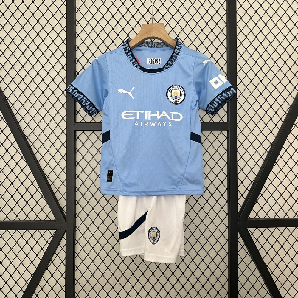 24-25 Manchester City Home Kids Kit  Jersey+Shorts