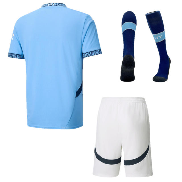 24-25 Manchester City Home Whole Kit Jersey+Shorts+Socks