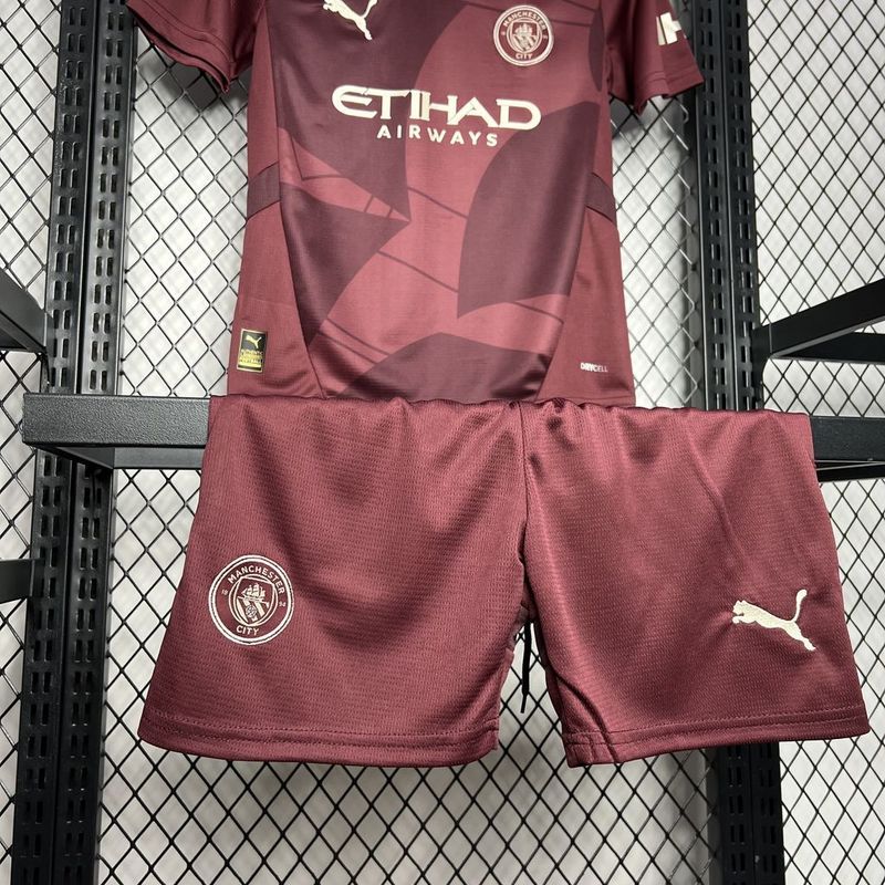 24-25 Manchester City Third Away Kids Kit  Jersey+Shorts