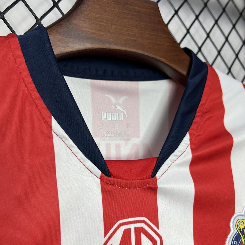 24-25 Chivas  Home Soccer Kids kit Jersey+Shorts