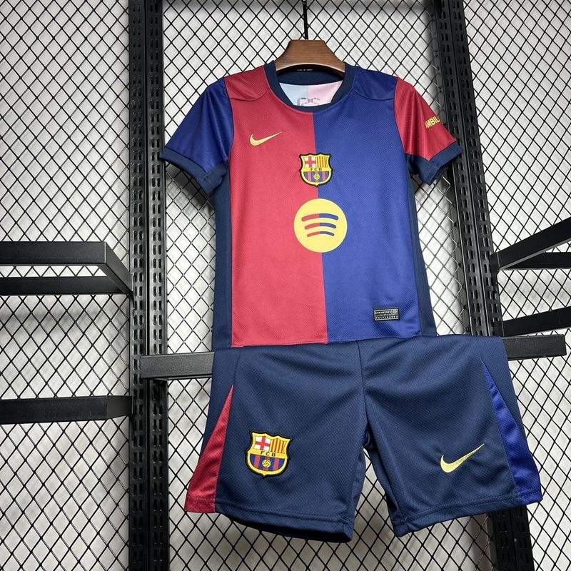 24-25 Barcelona Home Kids Kit Soccer Jersey+Shorts