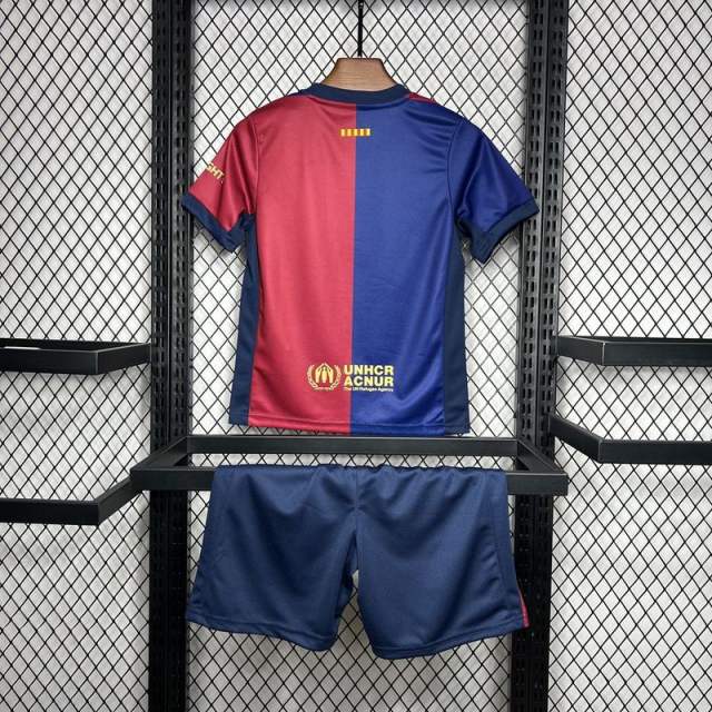 24-25 Barcelona Home Kids Kit Soccer Jersey+Shorts