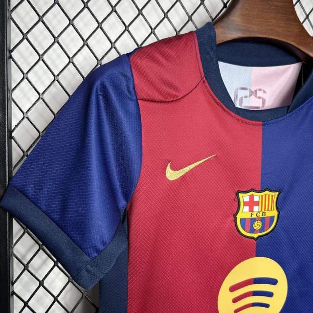 24-25 Barcelona Home Kids Kit Soccer Jersey+Shorts