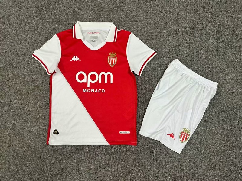 24-25 AS Monaco Home Kids kit Jerseys+Shorts