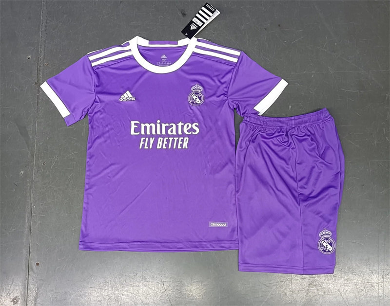 16-17 Real Madrid Away Retro Purple Kids Kit Jersey+Shorts