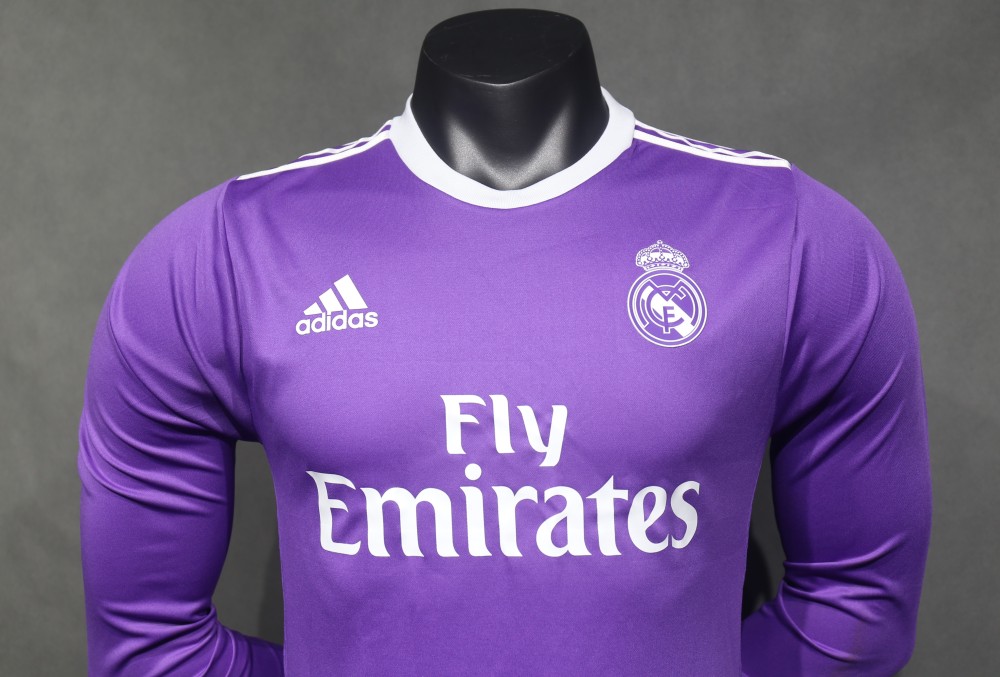 16-17 Real Madrid Away Retro Purple Jersey Long Sleeve Player Version