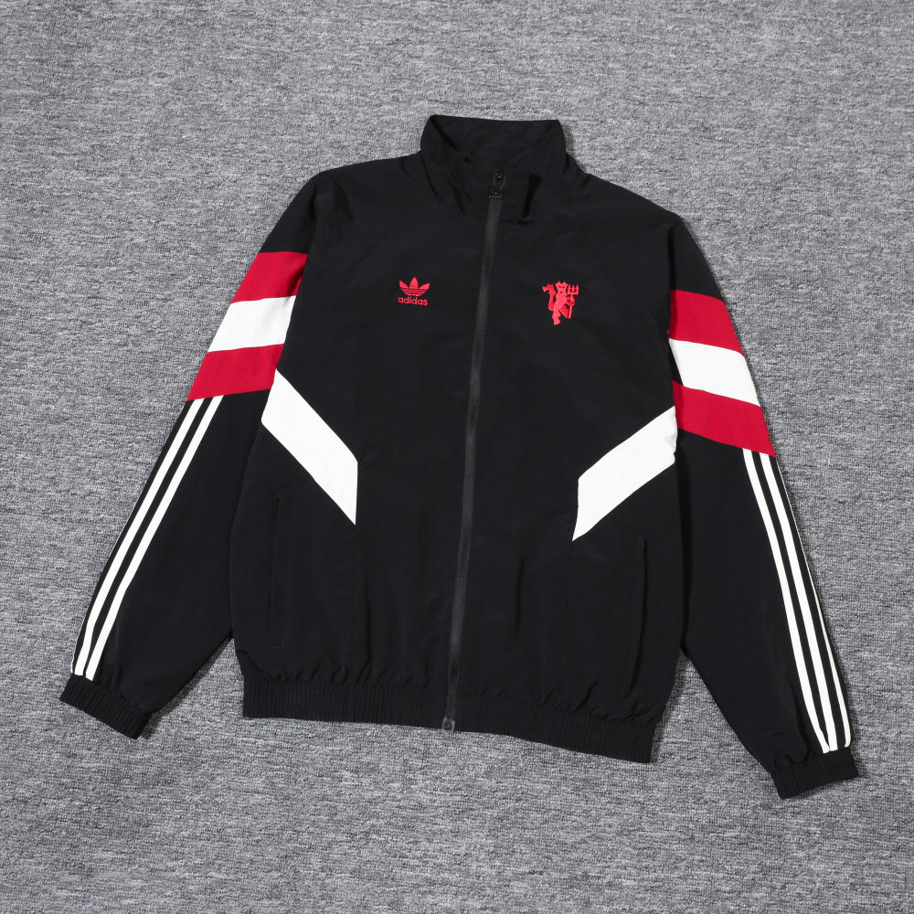 2024-2025 Manchester United Retro Jersey Windbreaker Top+Pants Grey