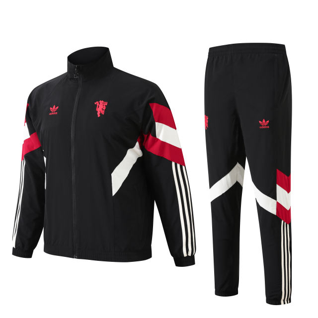 2024-2025 Manchester United Retro Jersey Windbreaker Top+Pants Grey