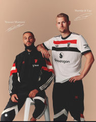 2024-2025 Manchester United Retro Jersey Windbreaker Top+Pants Grey