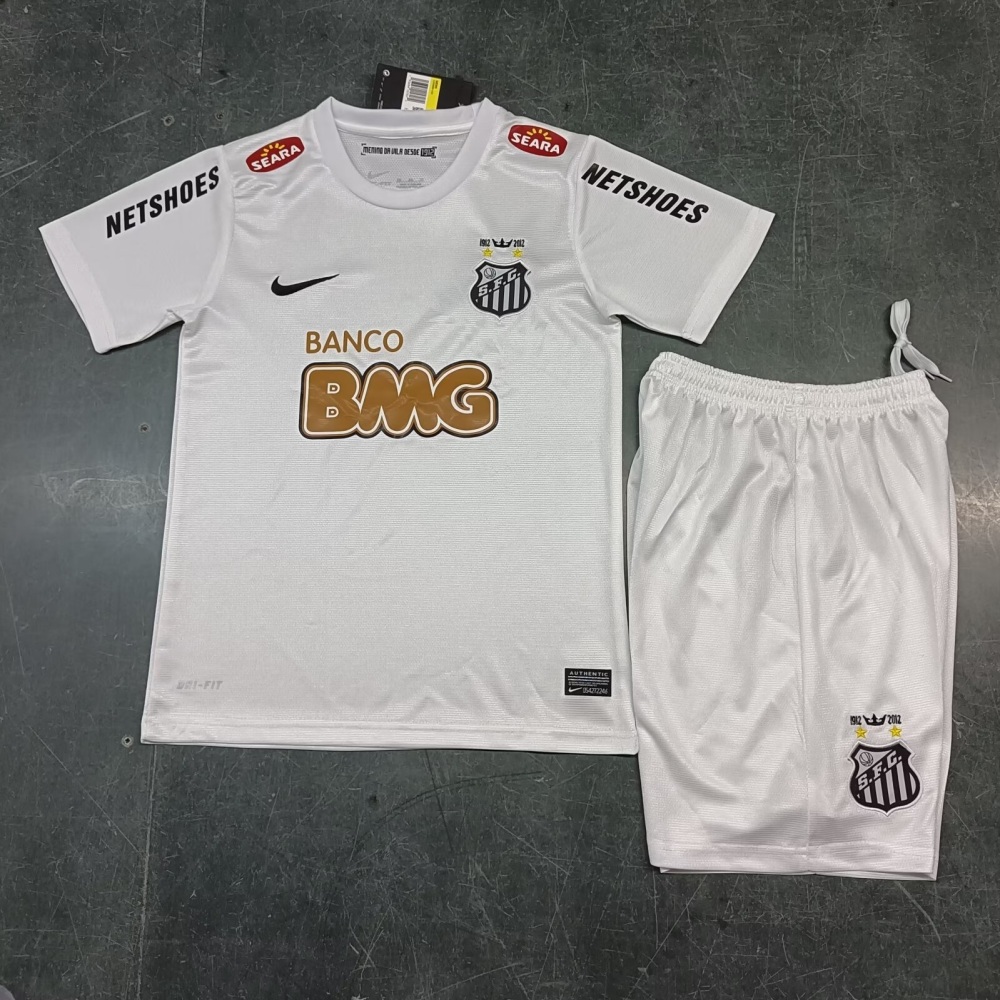 2011/12 Santos FC Home Retro Kids Kit Jersey+Shorts