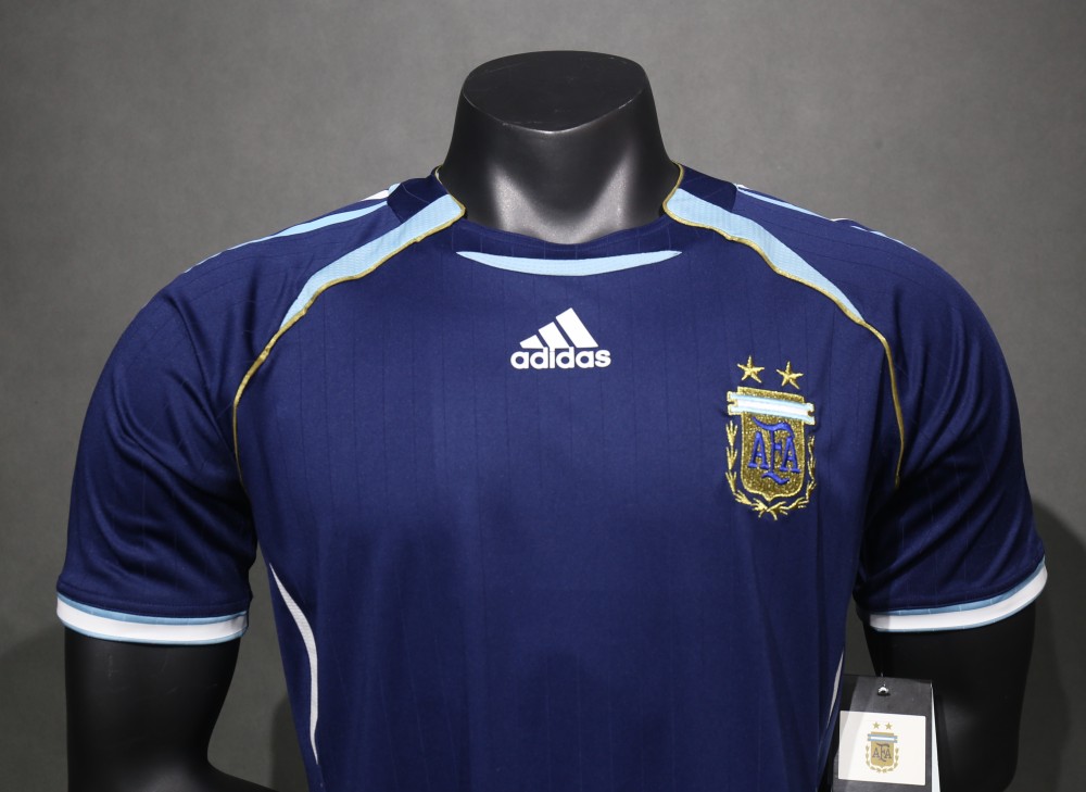 2006 Argentina World Cup Soccer Away Retro Jersey Player Version