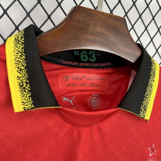 25-26 AC Milan Co-Branded Off-White  Soccer Jersey Red