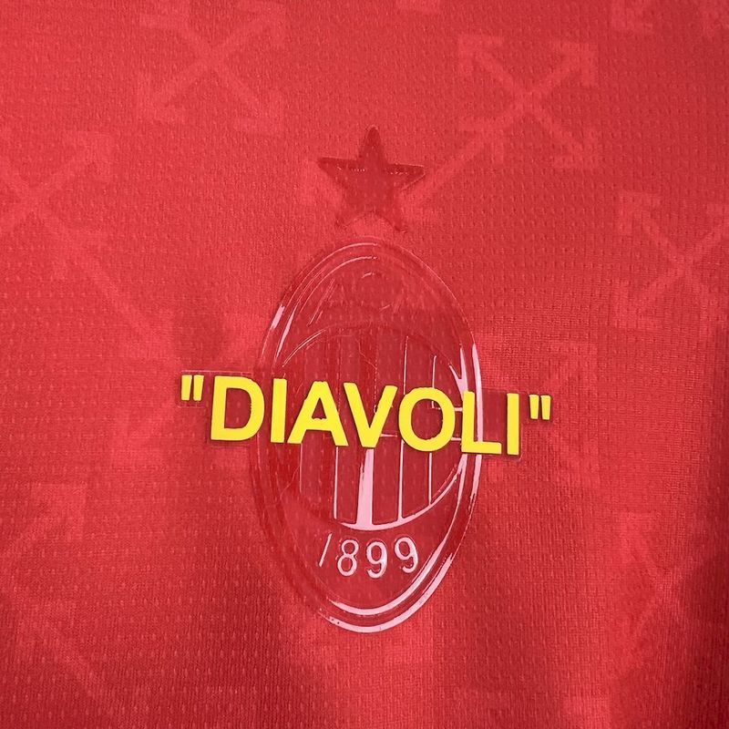 25-26 AC Milan Co-Branded Off-White  Soccer Jersey Red