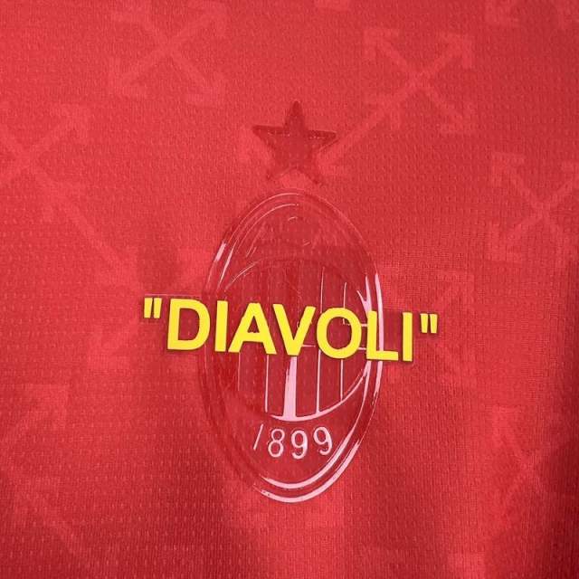 25-26 AC Milan Co-Branded Off-White  Soccer Jersey Red