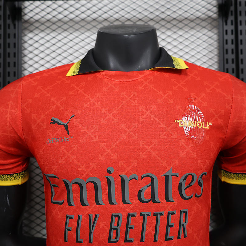 25-26 AC Milan Co-Branded Off-White  Soccer Jersey Red
