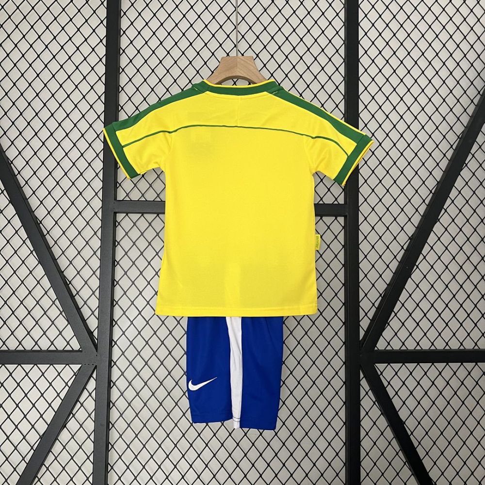 1998 Brazil World Cup Home Retro Jersey Kids Kit +Shorts