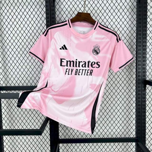 24-25 Real Madrid Soccer Jersey Pink White