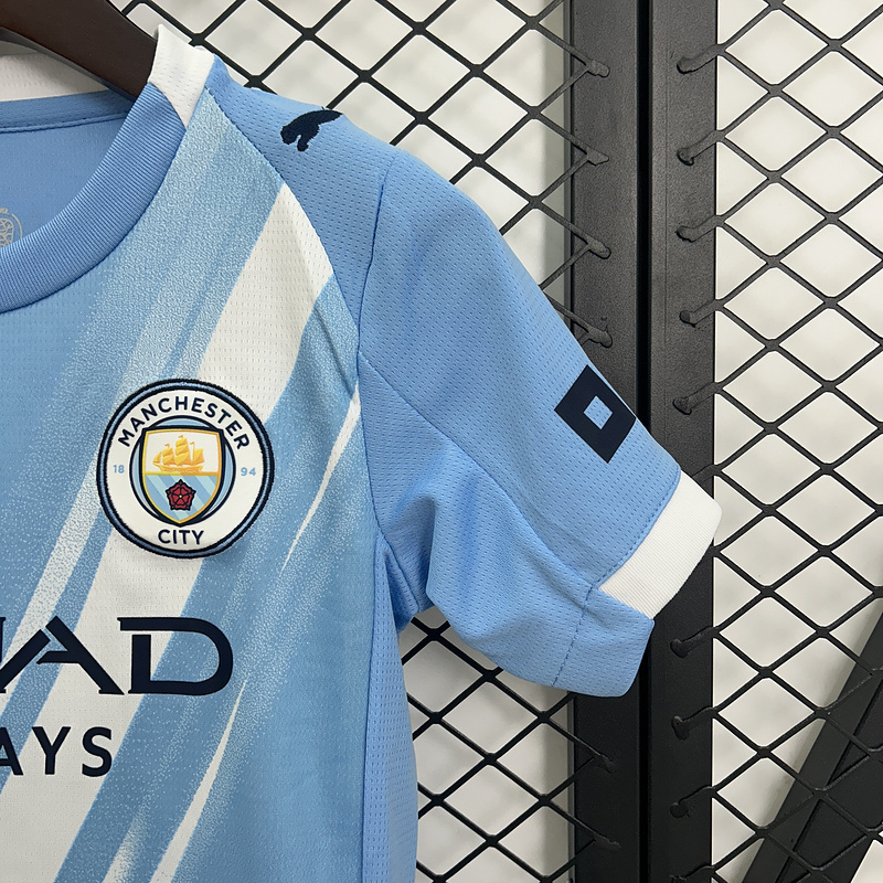 25-26 Manchester City Home Soccer Kids Kit Jersey+Shorts