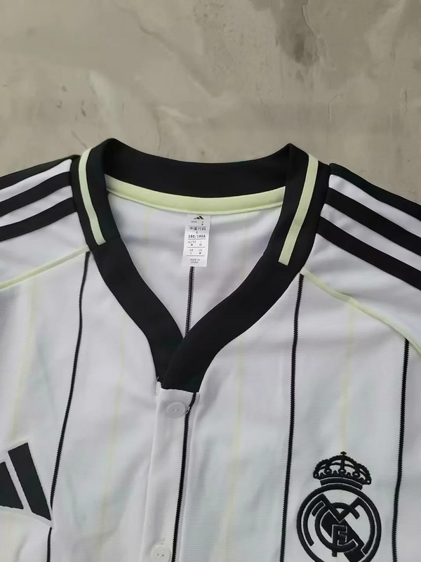 25-26 Real Madrid Baseball Soccer Jersey White