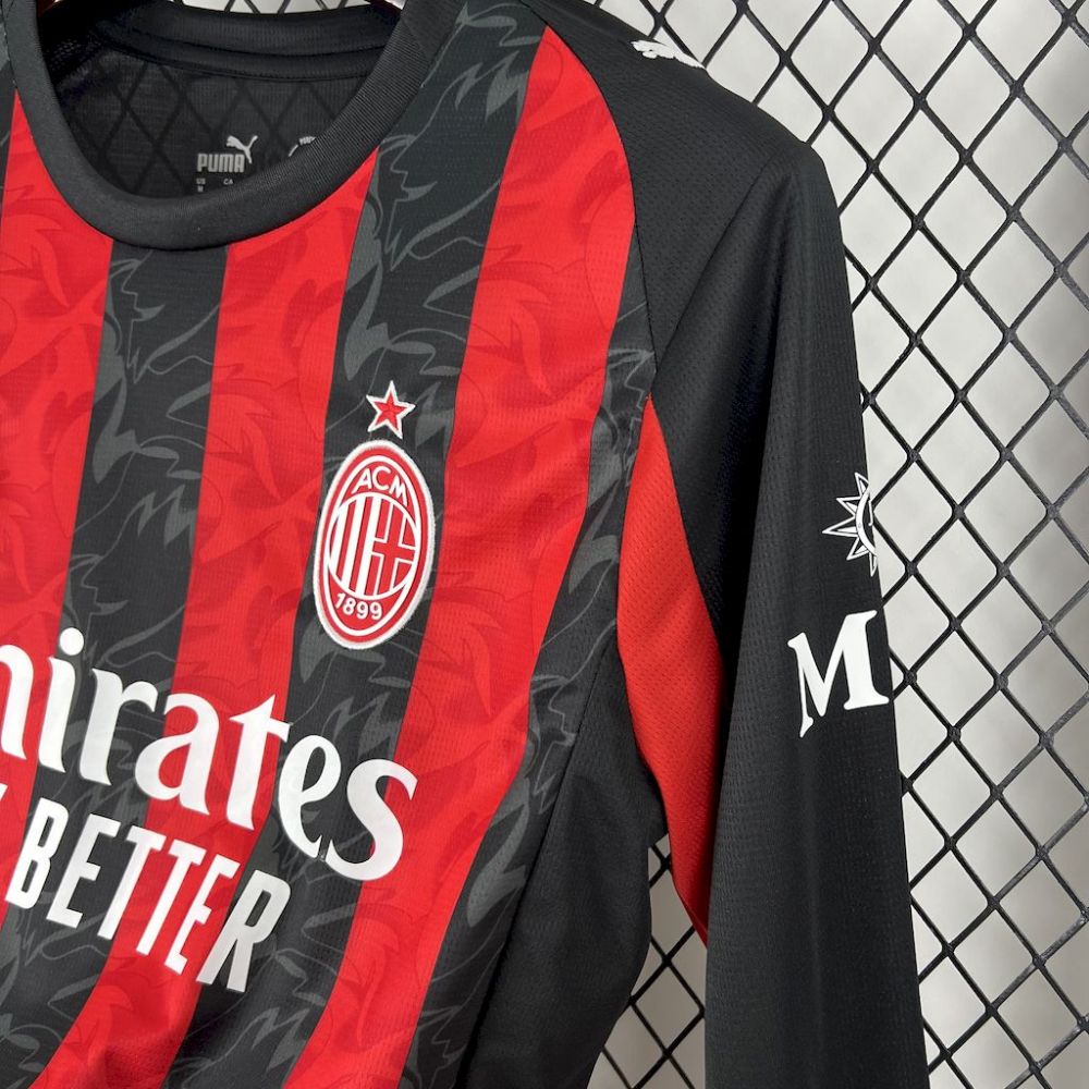 25-26 AC Milan Home Soccer Jersey Red Long Sleeve