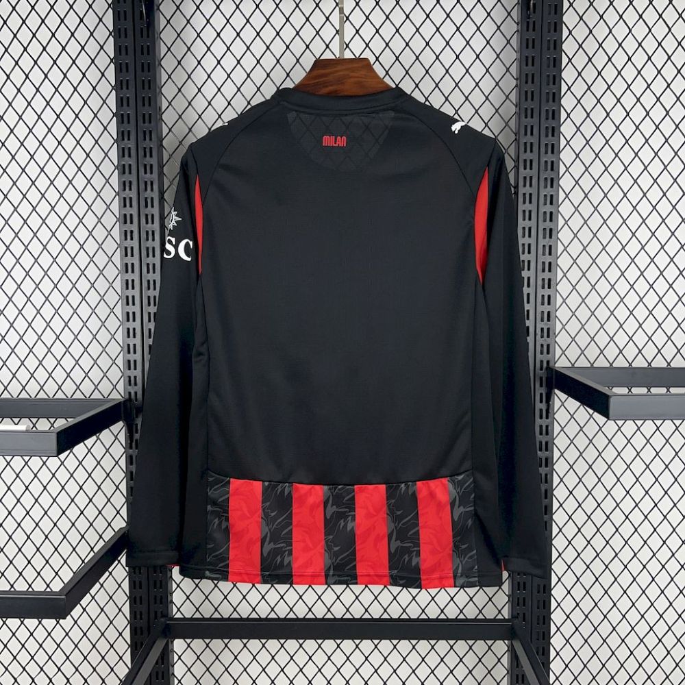 25-26 AC Milan Home Soccer Jersey Red Long Sleeve