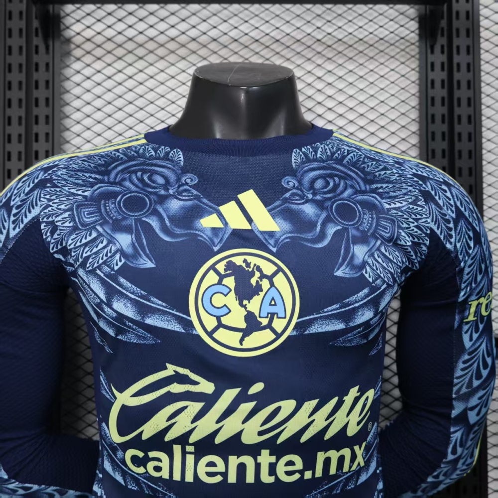 25-26 Club America Away Soccer Jersey Player Version Long Sleeve