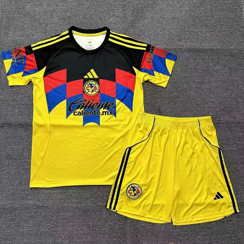 25-26 Club America  Home Soccer Kids Kit Jersey+Shorts