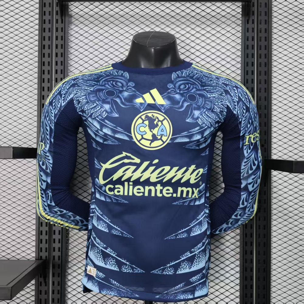 25-26 Club America Away Soccer Jersey Player Version Long Sleeve