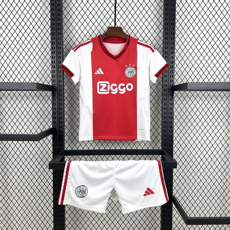 25-26 Ajax Home Soccer Kids Kit Jersey+Shorts