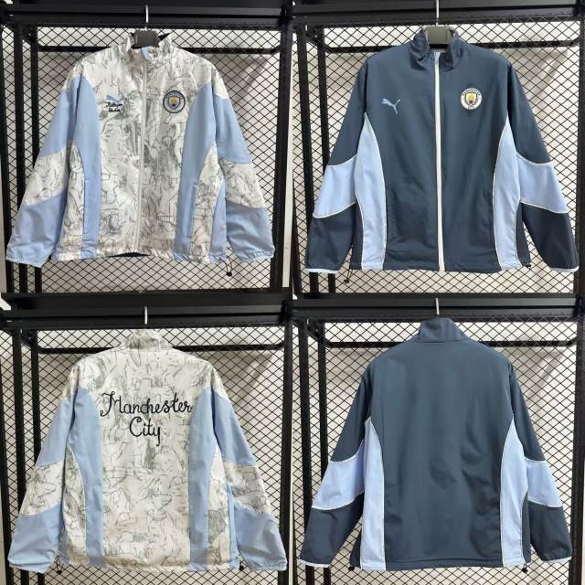 2025/2026 Manchester City Reversible Windbreaker Blue Soccer Jersey 1:1 Thai Quality
