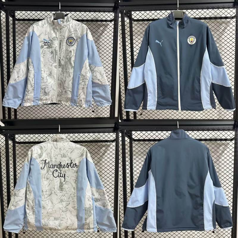 2025/2026 Manchester City Reversible Windbreaker Blue Soccer Jersey 1:1 Thai Quality