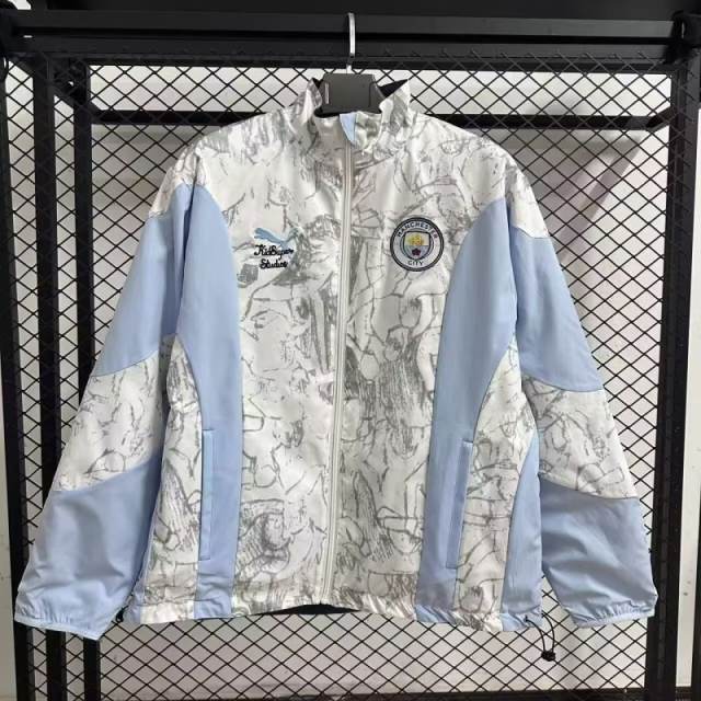 2025/2026 Manchester City Reversible Windbreaker Blue Soccer Jersey 1:1 Thai Quality