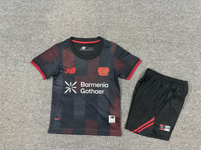 25-26 Bayer 04 Leverkusen Home Soccer Kids Kit Jersey+Shorts