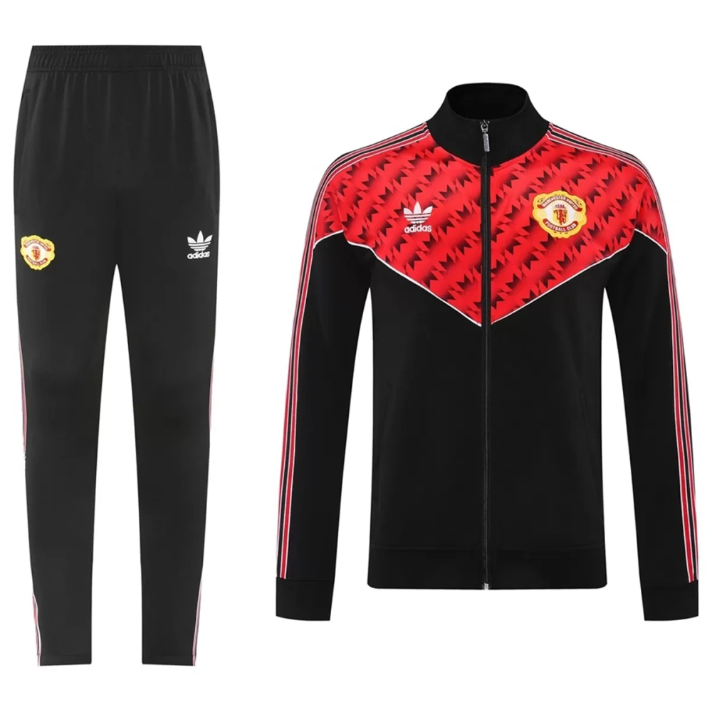 2025-26 Manchester United Training Tracksuit Kit (Jacket+Pants) 05 Red&Black