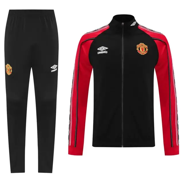 2025-26 Manchester United Retro Jersey Windbreaker Top+Pants Grey