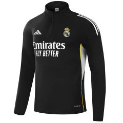 25-26 Real Madrid 1/4 Zipper Sweat Kit(Top+Pants) Black