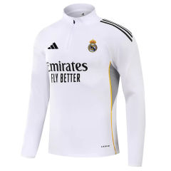 25-26 Real Madrid 1/4 Zipper Sweat Kit(Top+Pants) White