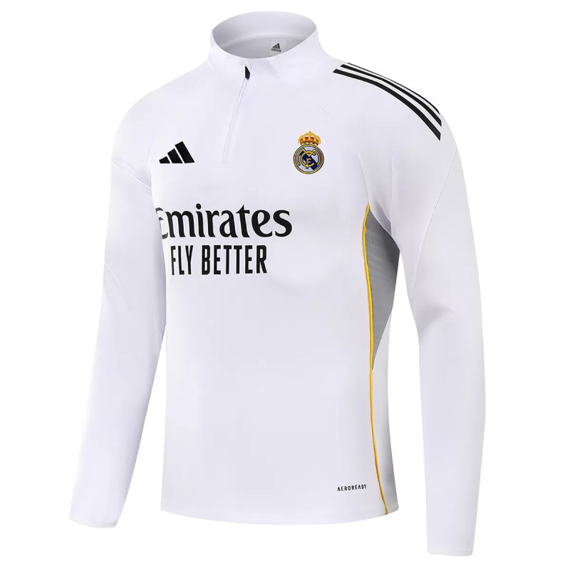 25-26 Real Madrid 1/4 Zipper Sweat Kit(Top+Pants) White