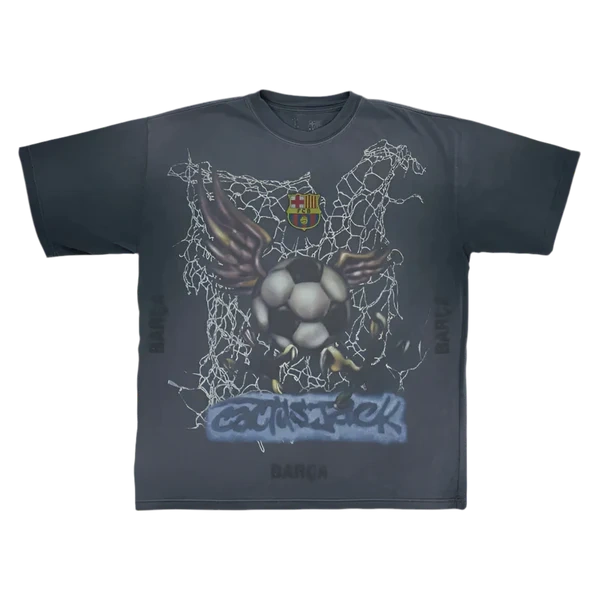 Travis Scott x FC Barcelona Washed Spray Logo T-Shirt 'Black'