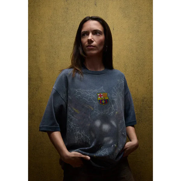 Travis Scott x FC Barcelona Washed Spray Logo T-Shirt 'Black'