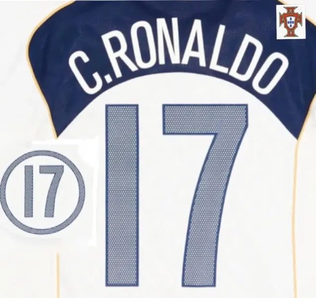 Portugal C. RONALDO #17 Away 2004 Name Print And Number heat transfer