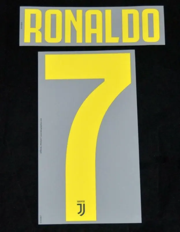 Juventus Ronaldo 7 Football badge Name/Number Set Home 2018/19 Third