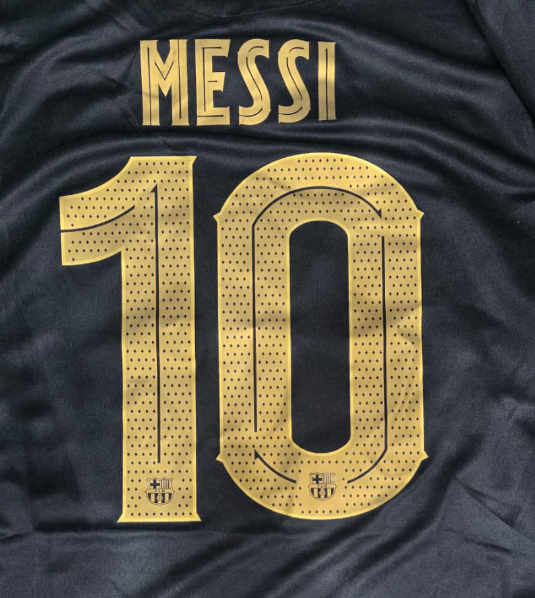 2020-21 Barcelona Away Name Number Set #10 MESSI Gold Champions League