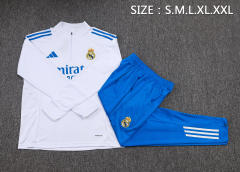 25-26 Real Madrid 1/4 Zipper Sweat Kit(Top+Pants) White
