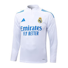 25-26 Real Madrid 1/4 Zipper Sweat Kit(Top+Pants) White