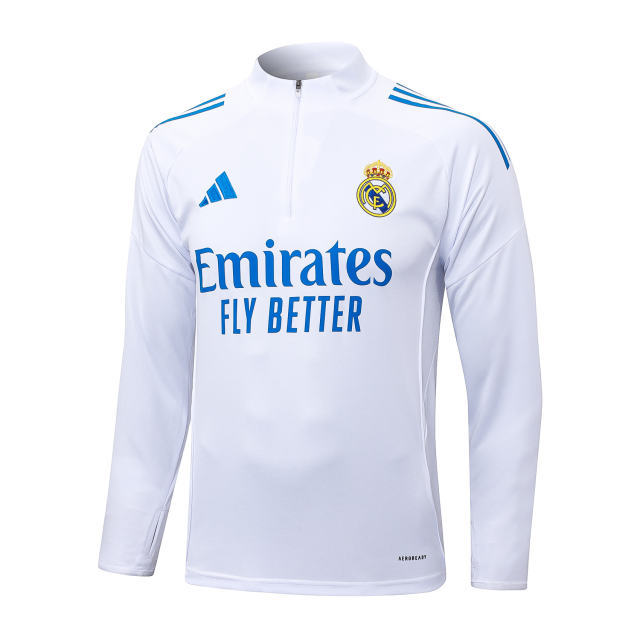 25-26 Real Madrid 1/4 Zipper Sweat Kit(Top+Pants) White
