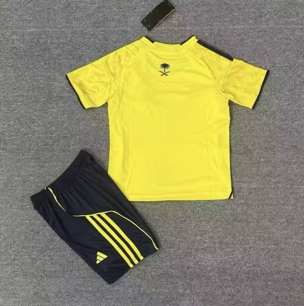 25-26 Al-Nassr Victory Home Soccer Kids Kit Jersey+Shorts