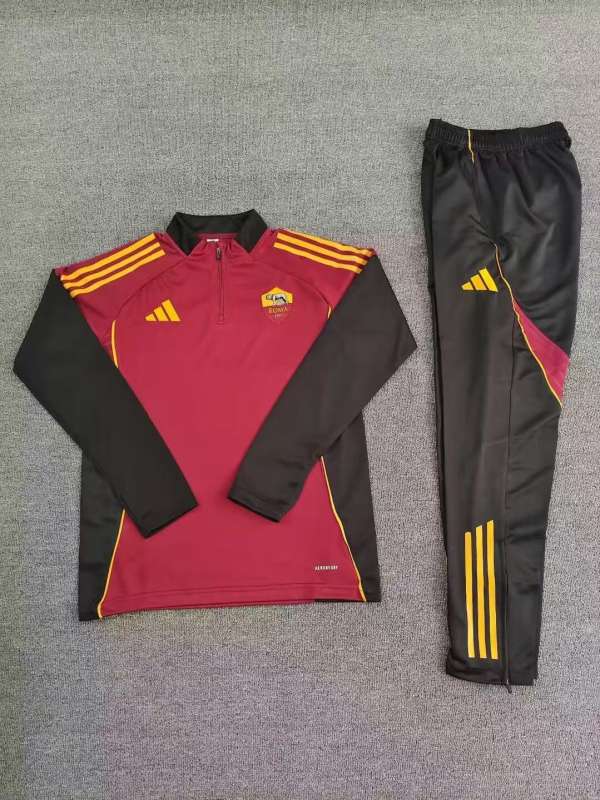 Roma Zipper Sweatshirt Half Zip Kit(Top+Pants) Black 2025/26