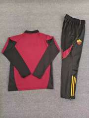 Roma Zipper Sweatshirt Half Zip Kit(Top+Pants) Black 2025/26