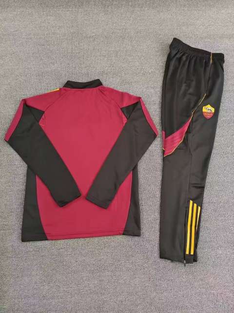 Roma Zipper Sweatshirt Half Zip Kit(Top+Pants) Black 2025/26